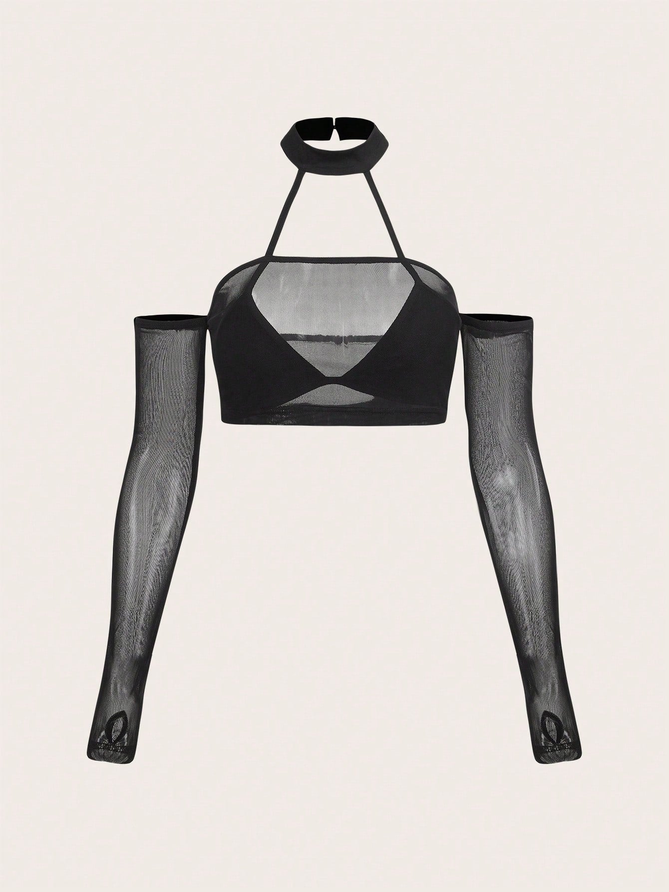 Halter Neck Crop Mesh Top