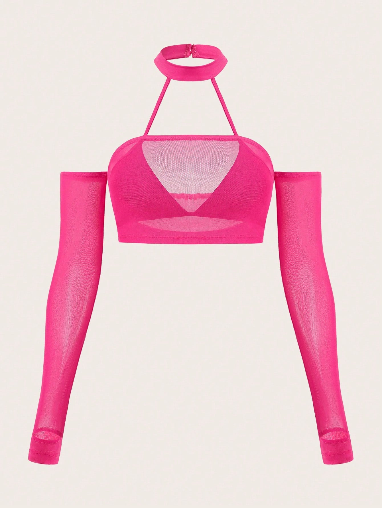 Halter Neck Crop Mesh Top
