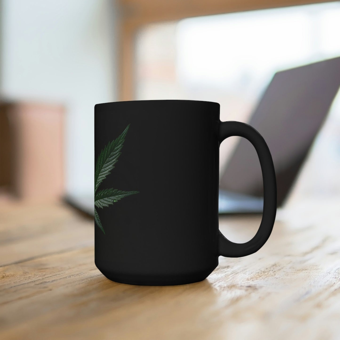 Marijuana Leaf Black Mug 15oz