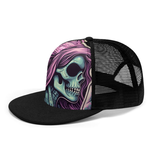 Skeleton Girl Graphic Mesh Hip-hop Hat