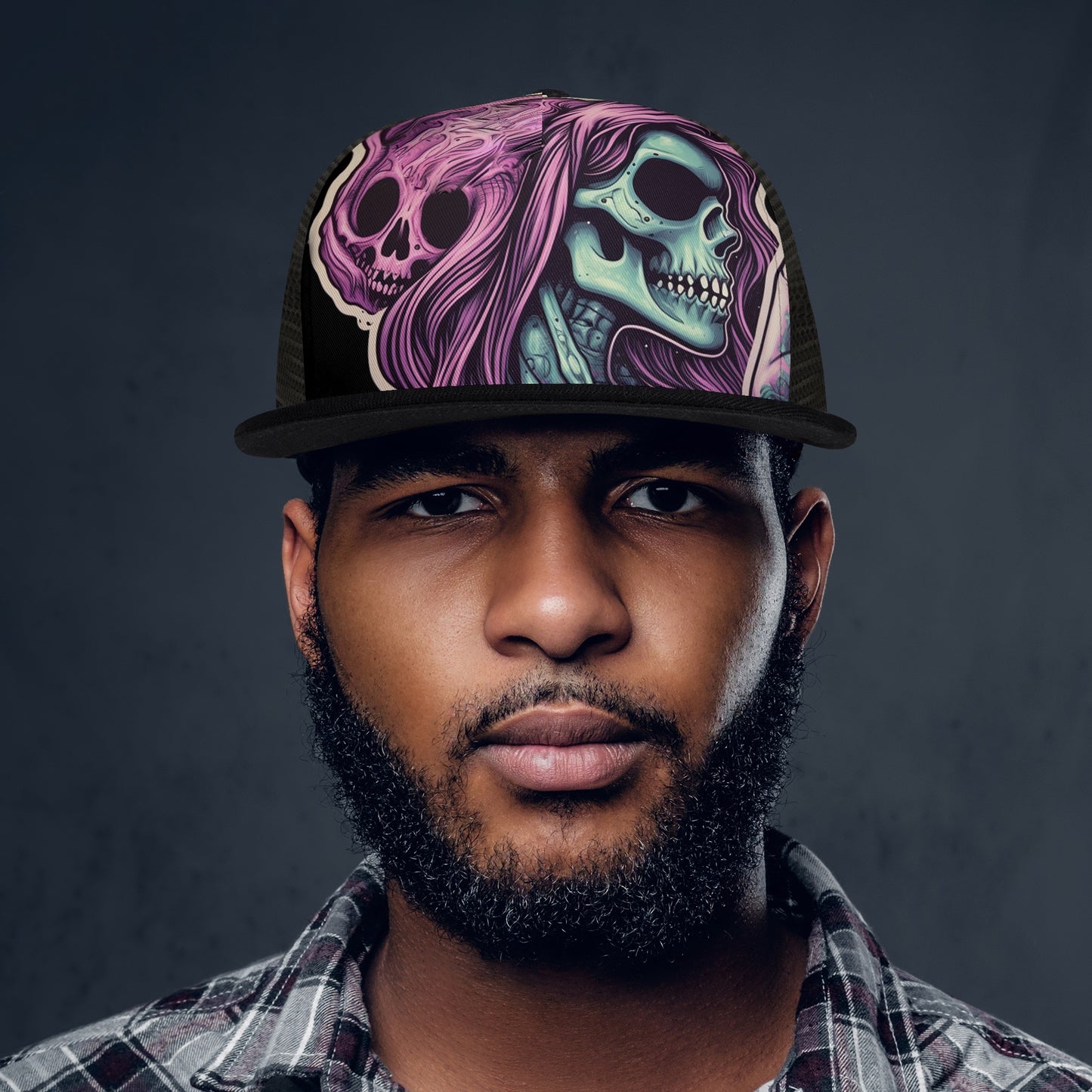 Skeleton Girl Graphic Mesh Hip-hop Hat