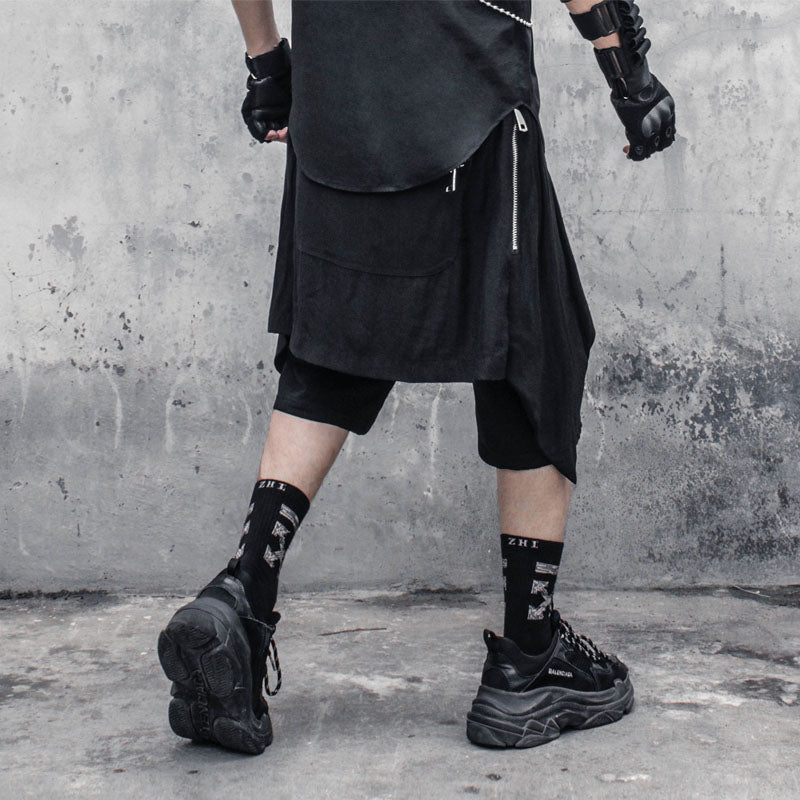 Men's Casual Irregular Black Shorts