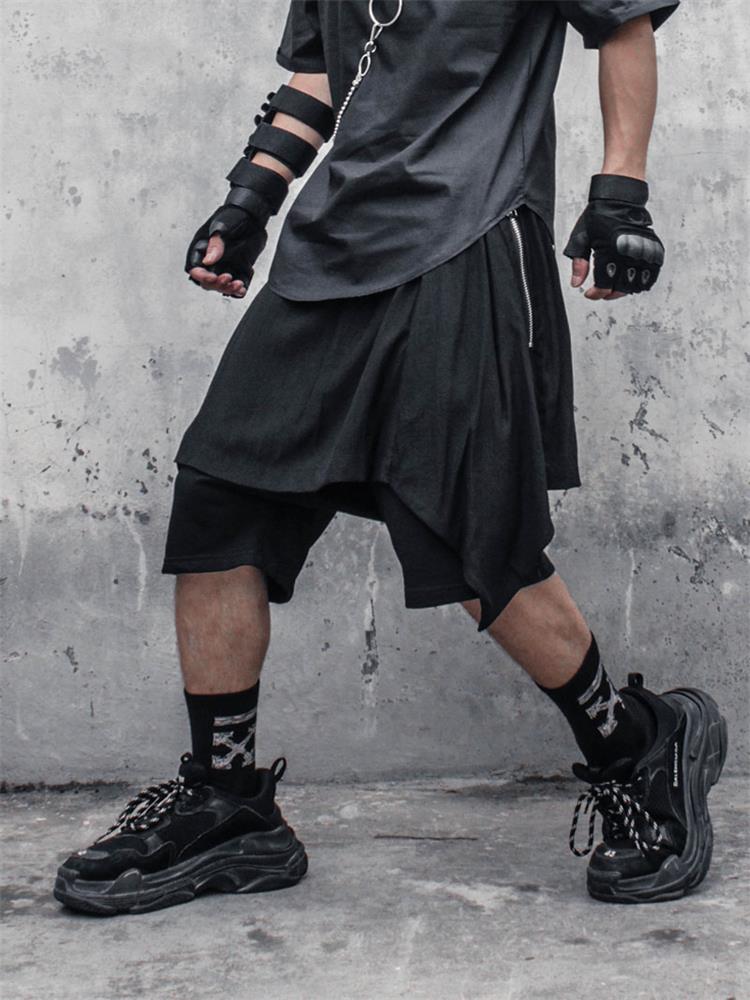 Men's Casual Irregular Black Shorts