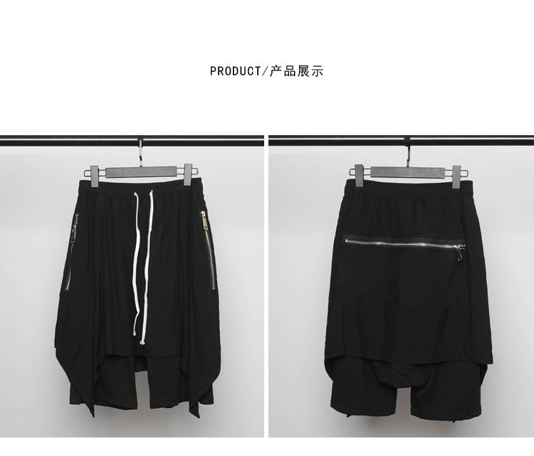 Men's Casual Irregular Black Shorts