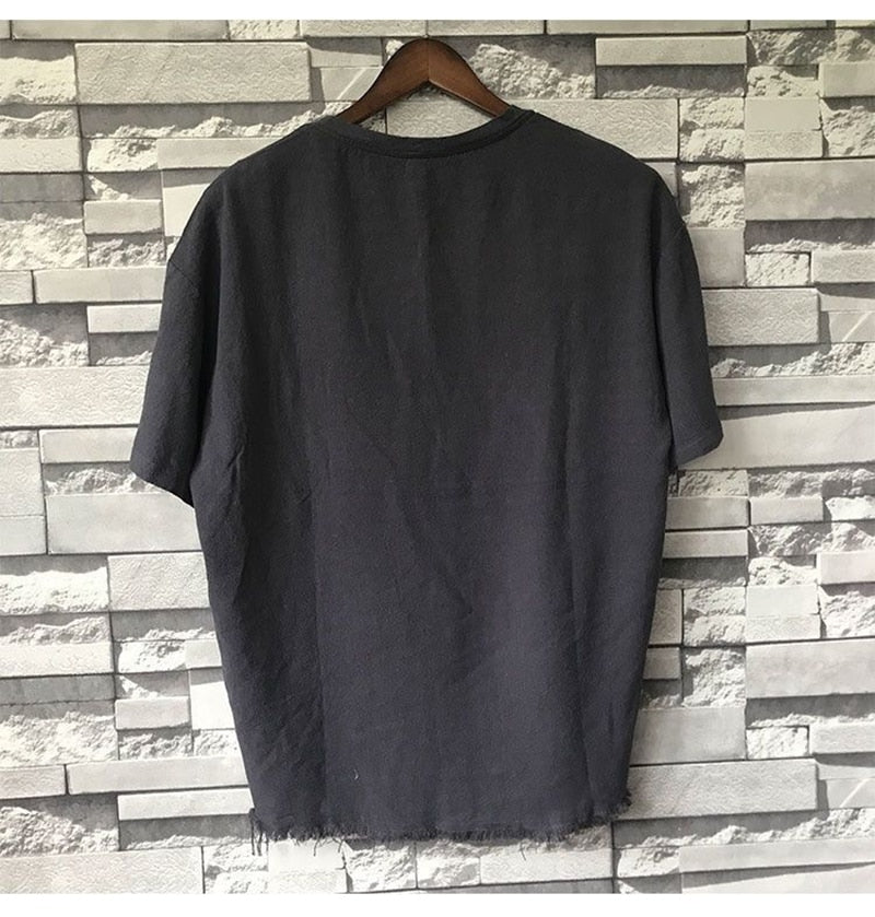 Ripped Short Sleeve Men's T Shirt Irregular Grunge Streetwear