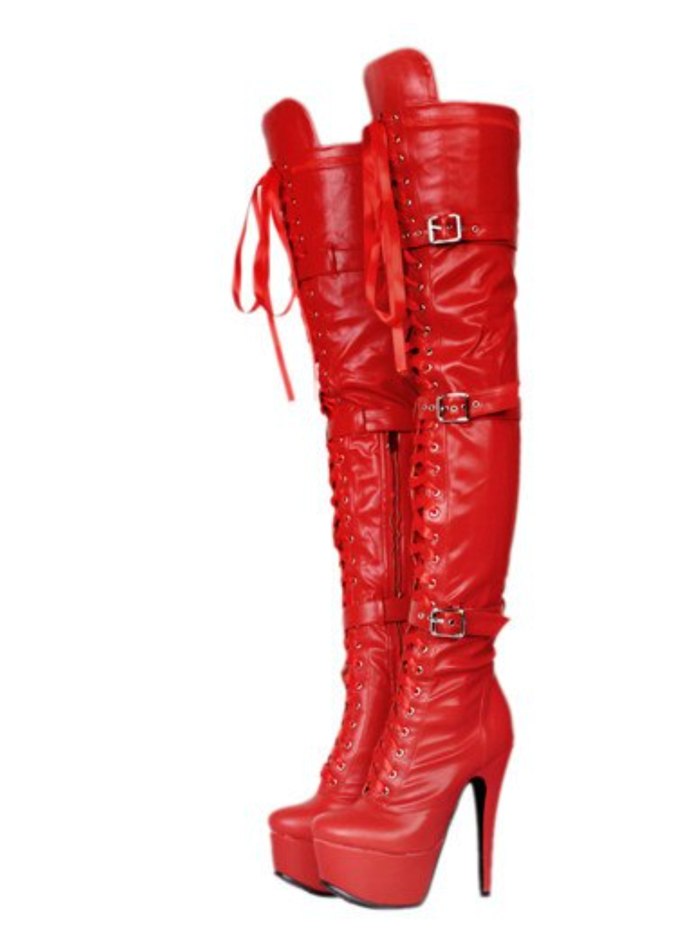 Womens High Stiletto Heels Buckle Lace Up Zipper Over The Knee Thigh Boots Shoes