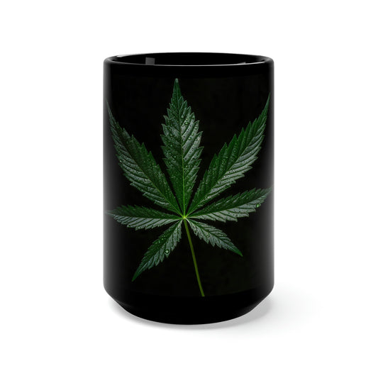 Marijuana Leaf Black Mug 15oz